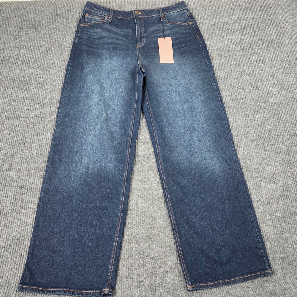Celebrity Pink Slouchy Wide Leg Jeans Dark Wash High Rise Denim 13/31 NEW